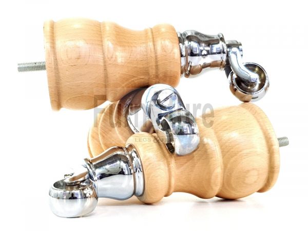 4x Wooden Furniture Sofa Legs M8 Castor Replacment Chair Settee Feet 160mm High - Image 18