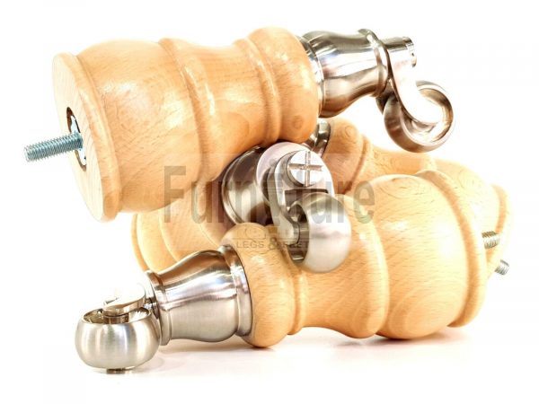 4x Wooden Furniture Sofa Legs M8 Castor Replacment Chair Settee Feet 160mm High - Image 21