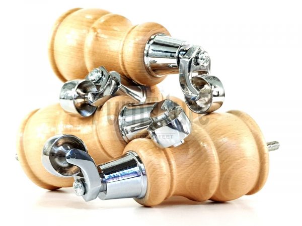 4x Wooden Furniture Sofa Legs M8 Castor Replacment Chair Settee Feet 160mm High - Image 14