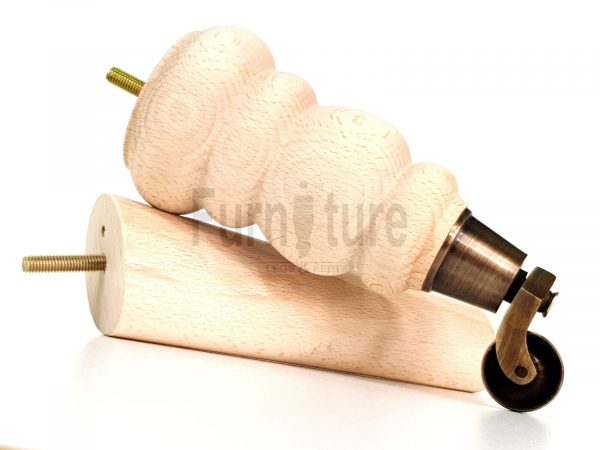 2x Furniture Castor Legs & 2x Angled Solid Wooden Feet M8 Chairs Sofa 200mm High - Image 10