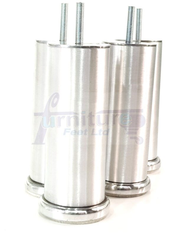 4 Metal Furniture Legs  Replacement Sofa Chair Feet 155mm High M8 Brushed Chrome - Image 3