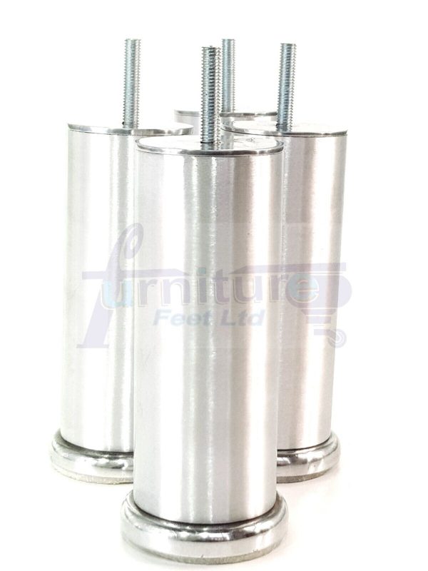 4 Metal Furniture Legs  Replacement Sofa Chair Feet 155mm High M8 Brushed Chrome - Image 4