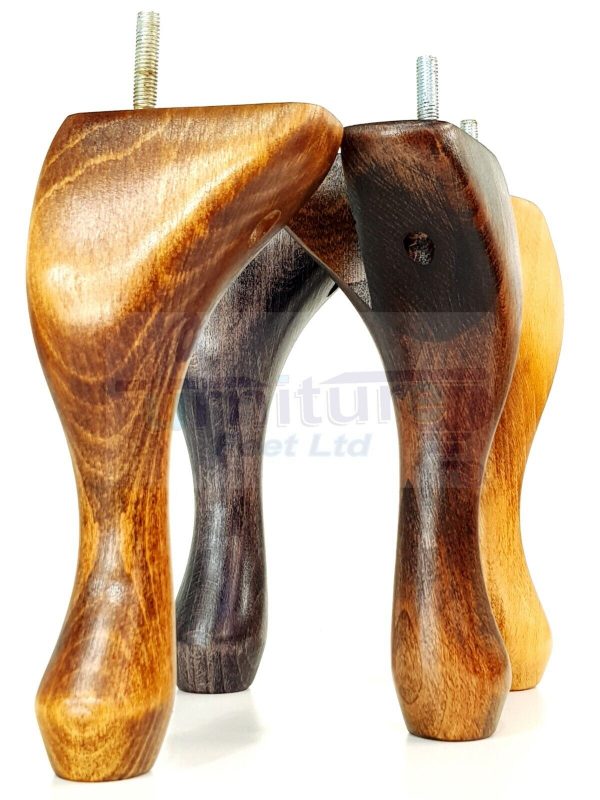 4 Replacement Traditional Queen Anne Furniture Legs 250mm High Sofa Chair Beds - Image 18