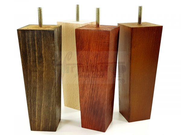4 Square Wood Legs Replacement Block Furniture Feet 100 - 240mm High M8 Oak - Image 11