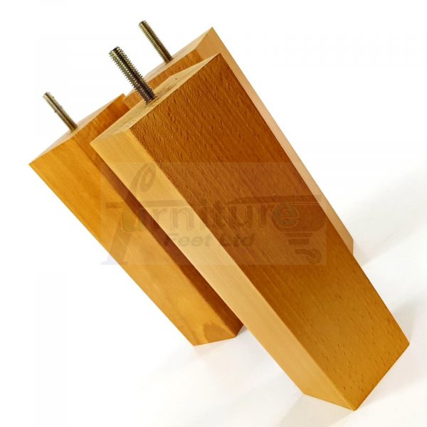 4 Square Wood Legs Replacement Block Furniture Feet 100 - 240mm High M8 Oak - Image 6