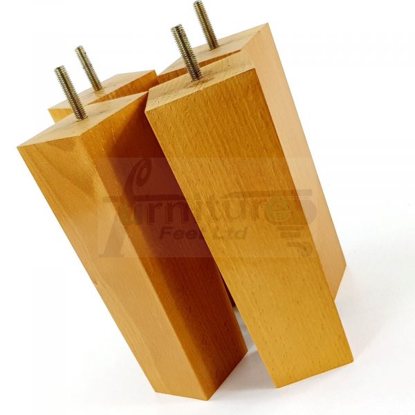 4 Square Wood Legs Replacement Block Furniture Feet 100 - 240mm High M8 Oak - Image 7