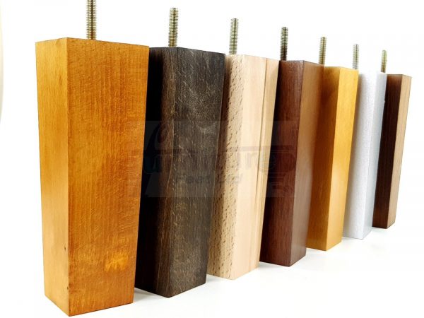 4 Square Wood Legs Replacement Block Furniture Feet 100 - 240mm High M8 Oak - Image 8