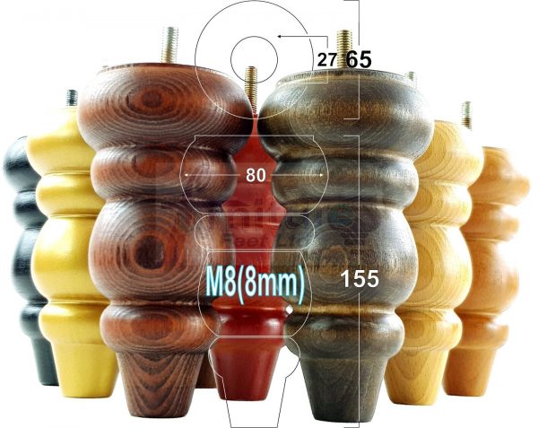 4 Turned Wood Sofa Legs 150mm High Replacement Furniture Feet Chairs Cabinets M8 - Image 7
