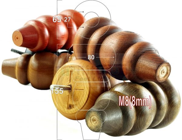 4 Turned Wood Sofa Legs 150mm High Replacement Furniture Feet Chairs Cabinets M8 - Image 9