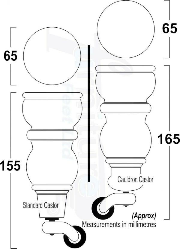 4 WOODEN FURNITURE LEGS M8 REPLACEMENT FEET WITH MULTIPLE CASTORS 165mm HIGH - Image 6