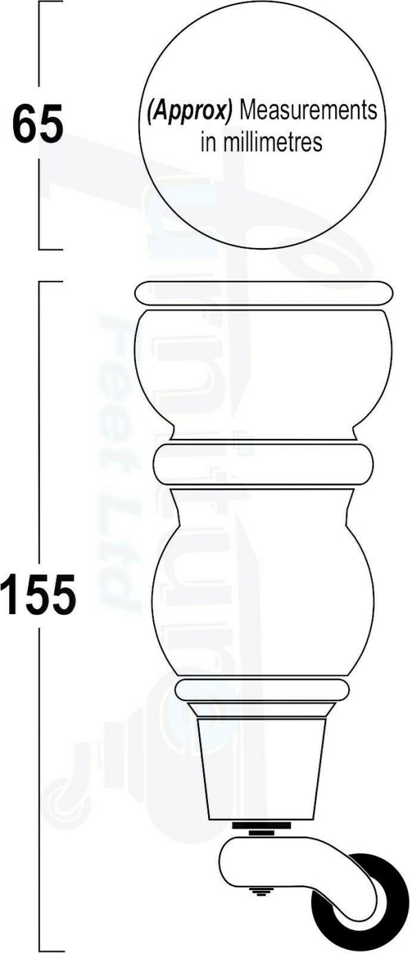 4 WOODEN FURNITURE LEGS M8 REPLACEMENT FEET WITH MULTIPLE CASTORS 165mm HIGH - Image 9