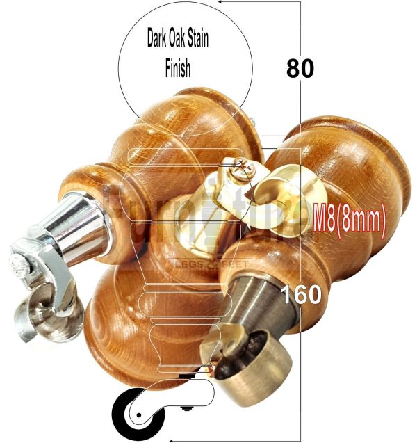 4 Wooden Furniture Sofa Legs M8 Castor Replacment Chair Settee Feet 160mm High - Image 4