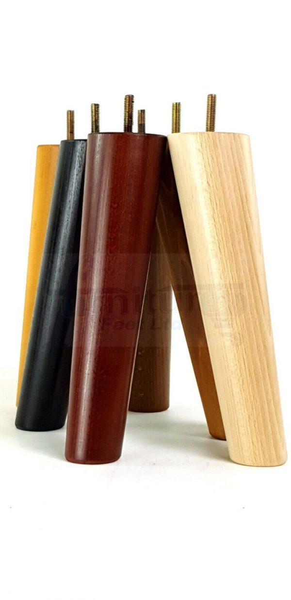 4x ANGLED WOODEN SETTEE LEGS 240mm High SOFA FURNITURE REPLACEMENT FEET M8(8mm) - Image 4