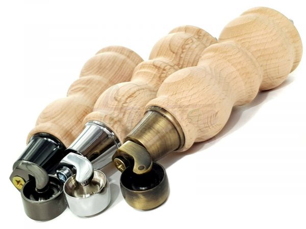 4x RAW WOODEN FURNITURE SOFA LEGS M8 REPLACEMENT FEET WITH CASTORS 215mm HIGH - Image 7