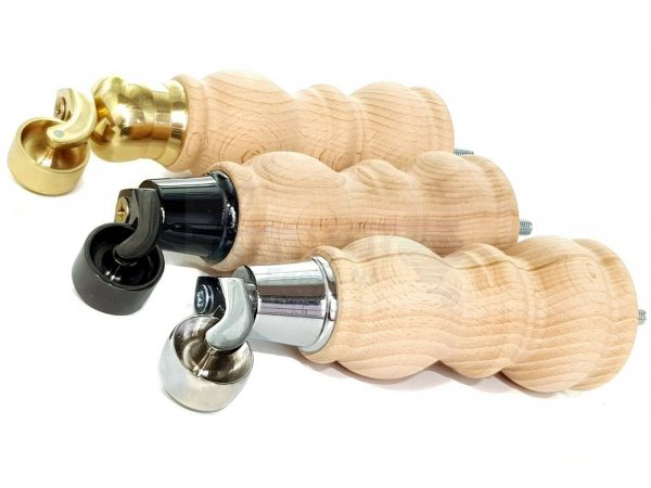 4x RAW WOODEN FURNITURE SOFA LEGS M8 REPLACEMENT FEET WITH CASTORS 215mm HIGH - Image 9