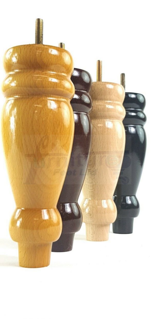 4x REPLACEMENT WOOD FURNITURE SOFA LEGS M8(8mm) CHAIR - SETTEE FEET 200mm HIGH - Image 4