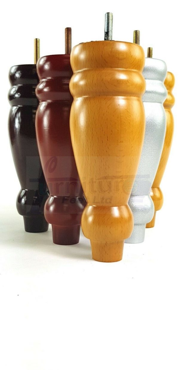 4x REPLACEMENT WOOD FURNITURE SOFA LEGS M8(8mm) CHAIR - SETTEE FEET 200mm HIGH - Image 6