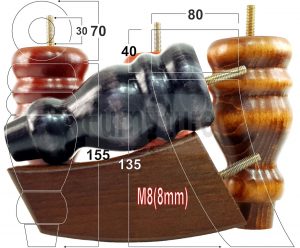 4x Replacement Wood Furniture Sofa Legs M8 Chair, Couch Settee Feet 155mm High