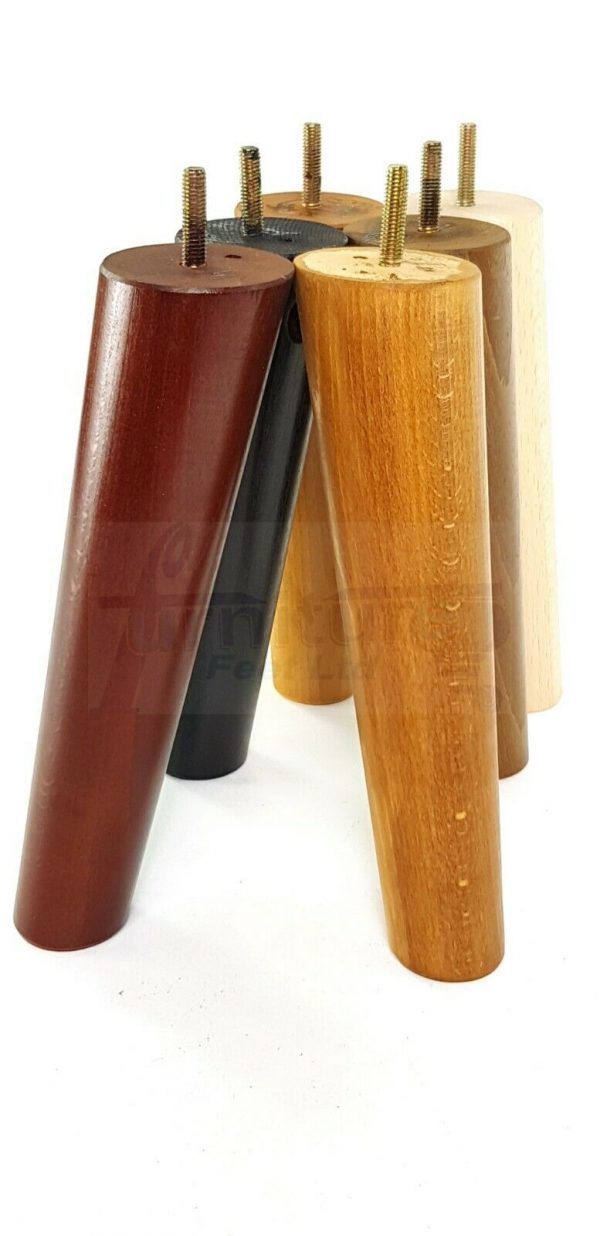 4x SOLID WOOD ANGLED SETTEE LEGS 230mm High FURNITURE REPLACEMENT FEET M8(8mm) - Image 5
