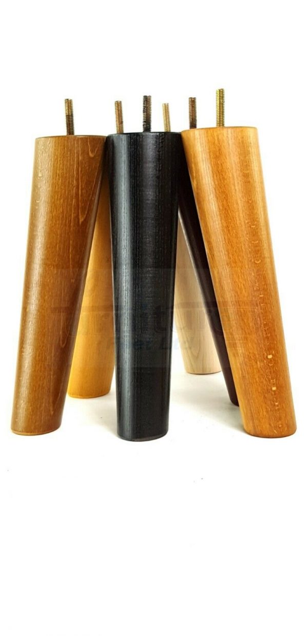 4x SOLID WOOD ANGLED SETTEE LEGS 230mm High FURNITURE REPLACEMENT FEET M8(8mm) - Image 9