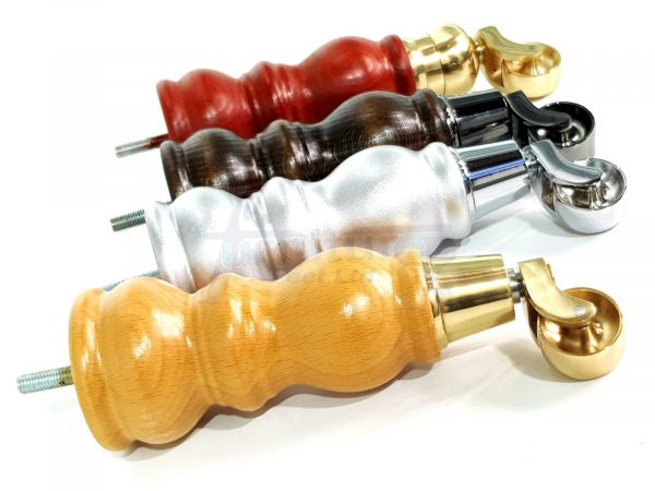4x WOOD MAHOGANY BRASS CASTOR FURNITURE CHAIR LEGS M8(8mm) SOFA FEET 205mm HIGH - Image 12