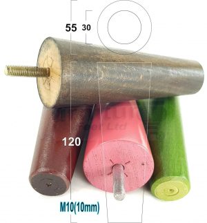 4x WOOD REPLACEMENT FURNITURE CHAIR LEGS M10(10mm) SOFA - SETTEE FEET 120mm HIGH