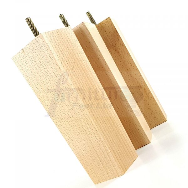 Square Wood Legs Replacement Block Furniture Feet 100 - 240mm High M8 Natural - Image 3