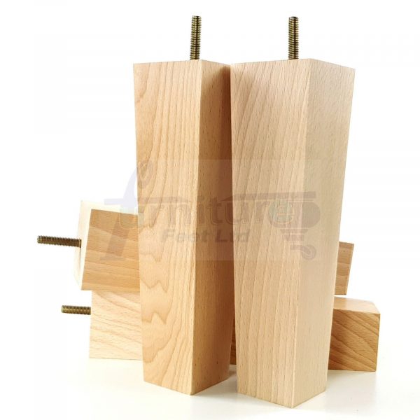 Square Wood Legs Replacement Block Furniture Feet 100 - 240mm High M8 Natural - Image 5