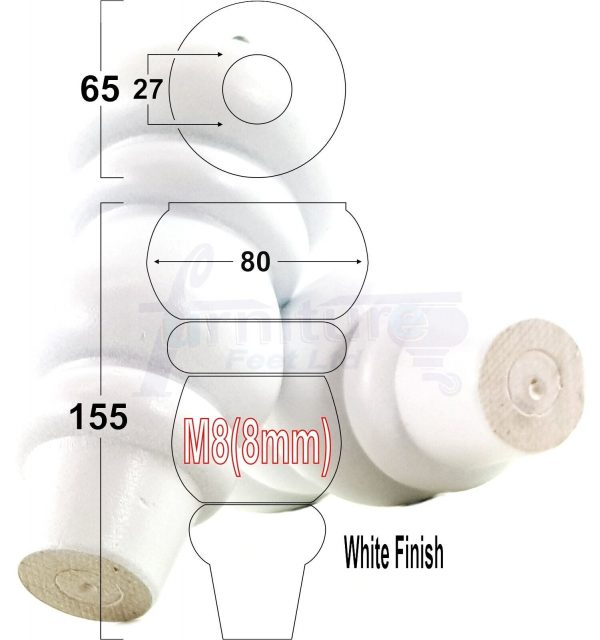 4 Replacement Turned Wooden Furniture Sofa Legs M8 Chair Settee Feet 155mm High - Image 26