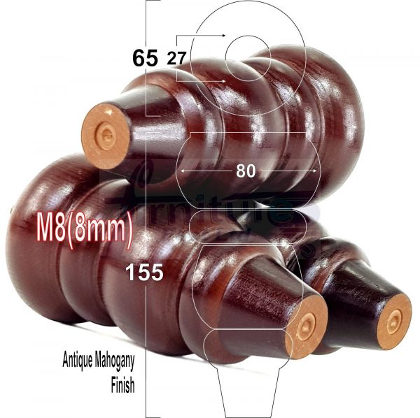 4 Replacement Turned Wooden Furniture Sofa Legs M8 Chair Settee Feet 155mm High - Image 32