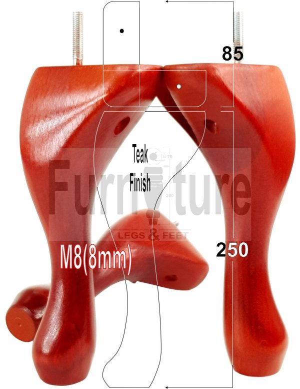 4 Replacement Traditional Queen Anne Furniture Legs 250mm High Sofa Chair Beds - Image 35