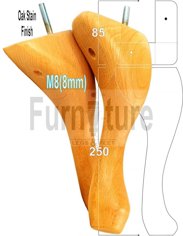 4 Replacement Traditional Queen Anne Furniture Legs 250mm High Sofa Chair Beds - Image 42