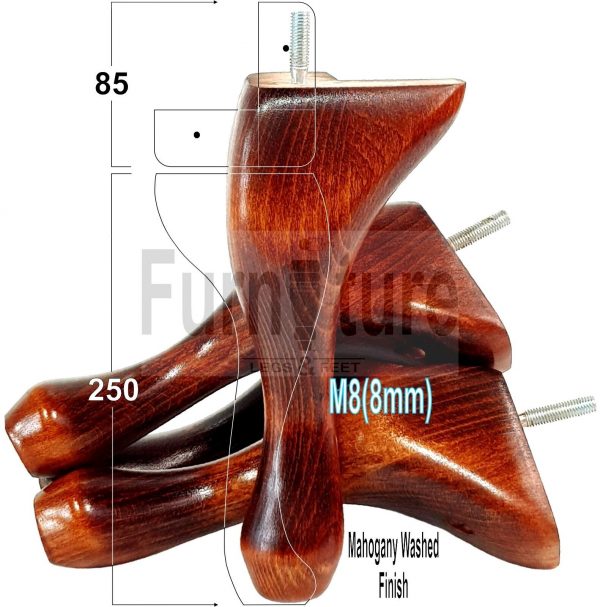 4 Replacement Traditional Queen Anne Furniture Legs 250mm High Sofa Chair Beds - Image 41