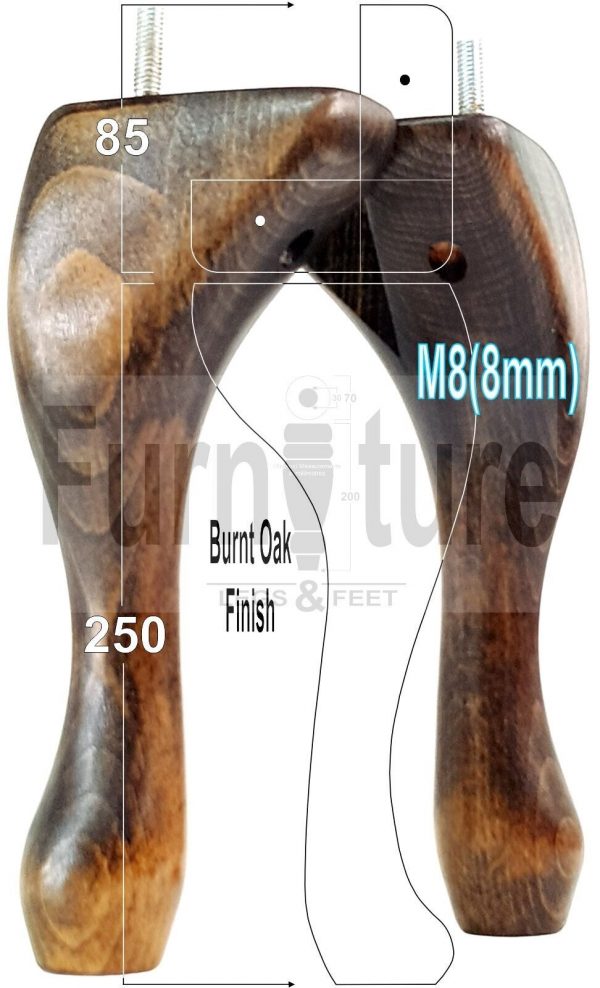 4 Replacement Traditional Queen Anne Furniture Legs 250mm High Sofa Chair Beds - Image 47