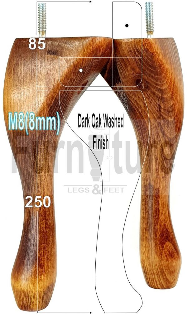 4 Replacement Traditional Queen Anne Furniture Legs 250mm High Sofa Chair Beds - Image 24