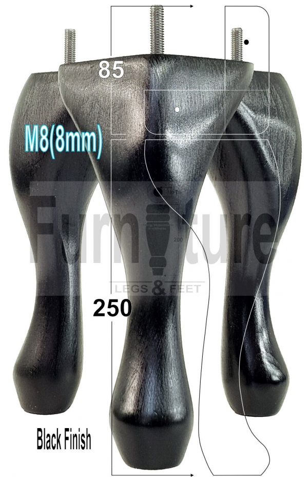4 Replacement Traditional Queen Anne Furniture Legs 250mm High Sofa Chair Beds - Image 21