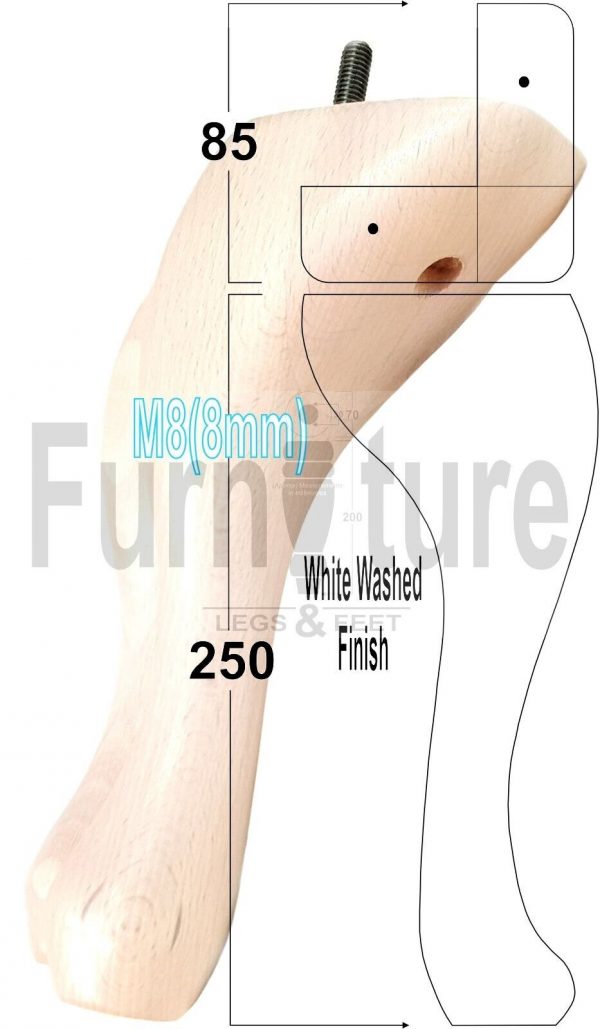 4 Replacement Traditional Queen Anne Furniture Legs 250mm High Sofa Chair Beds - Image 43