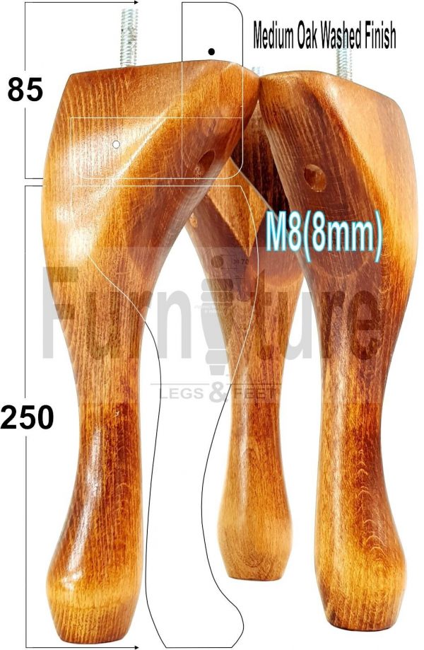 4 Replacement Traditional Queen Anne Furniture Legs 250mm High Sofa Chair Beds - Image 28