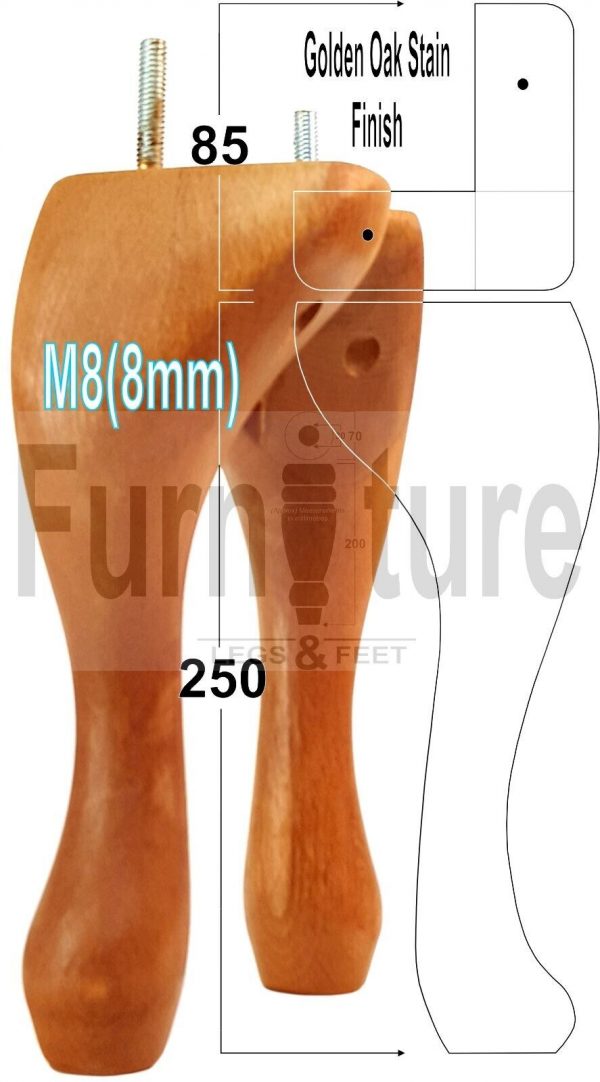4 Replacement Traditional Queen Anne Furniture Legs 250mm High Sofa Chair Beds - Image 39