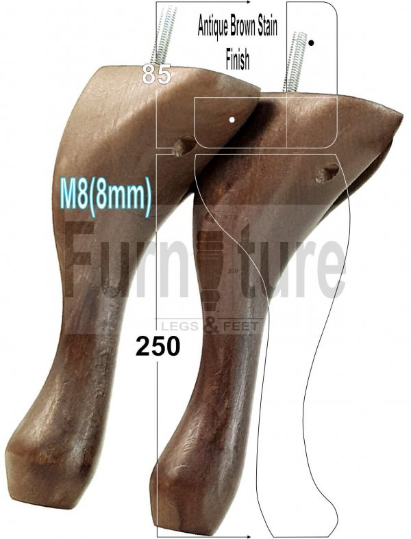 4 Replacement Traditional Queen Anne Furniture Legs 250mm High Sofa Chair Beds - Image 20