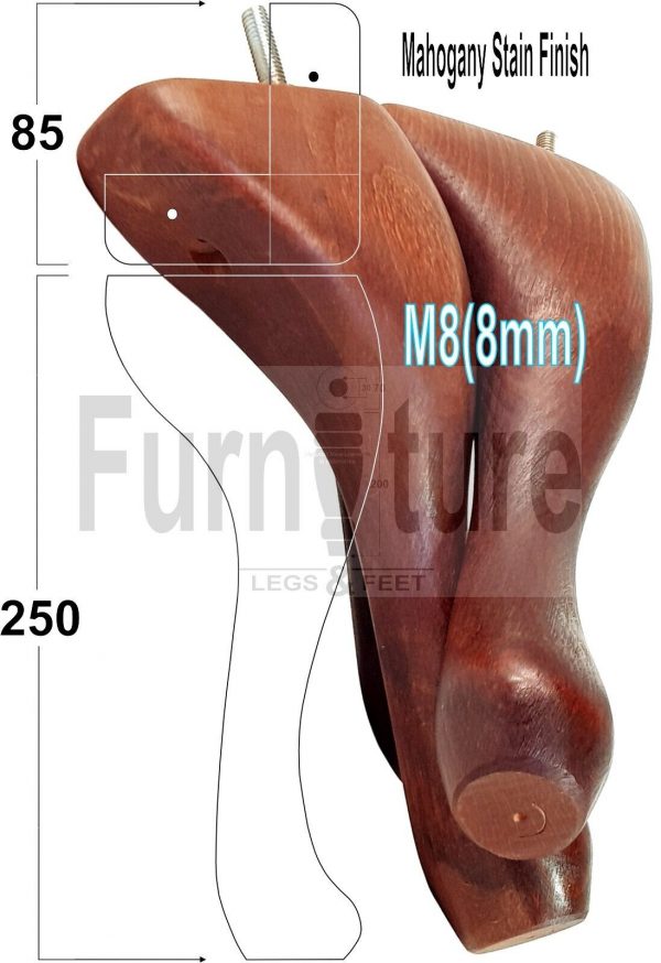 4 Replacement Traditional Queen Anne Furniture Legs 250mm High Sofa Chair Beds - Image 40