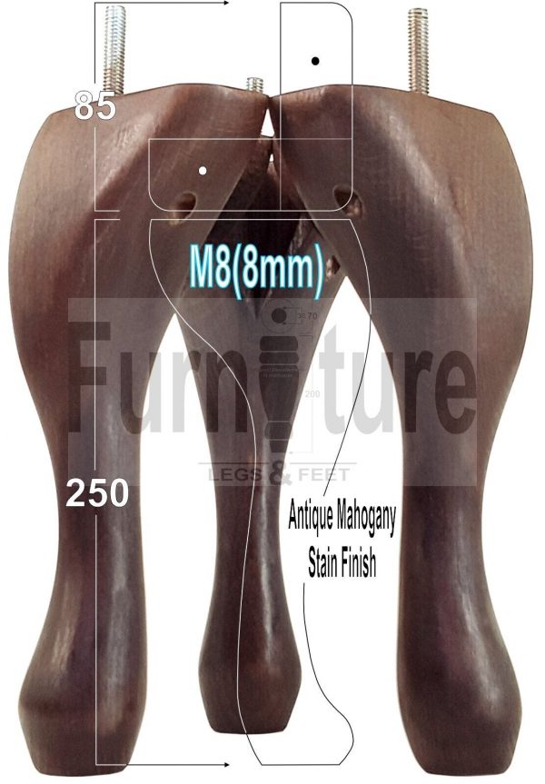 4 Replacement Traditional Queen Anne Furniture Legs 250mm High Sofa Chair Beds - Image 45