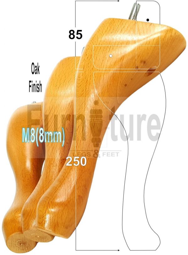 4 Replacement Traditional Queen Anne Furniture Legs 250mm High Sofa Chair Beds - Image 30