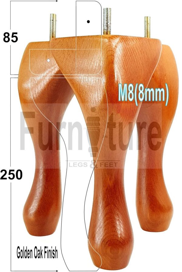 4 Replacement Traditional Queen Anne Furniture Legs 250mm High Sofa Chair Beds - Image 26