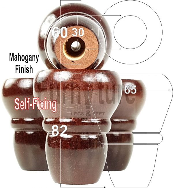 4 Replacement Turned Furniture Sofa Legs Chair Settee Self-Fixing Feet 82mm High - Image 12