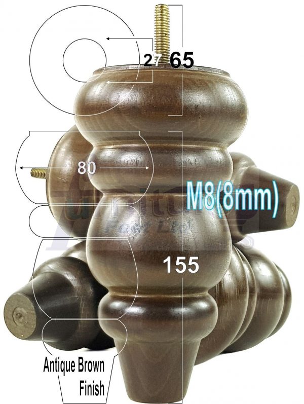 4 Turned Wood Sofa Legs 150mm High Replacement Furniture Feet Chairs Cabinets M8 - Image 12