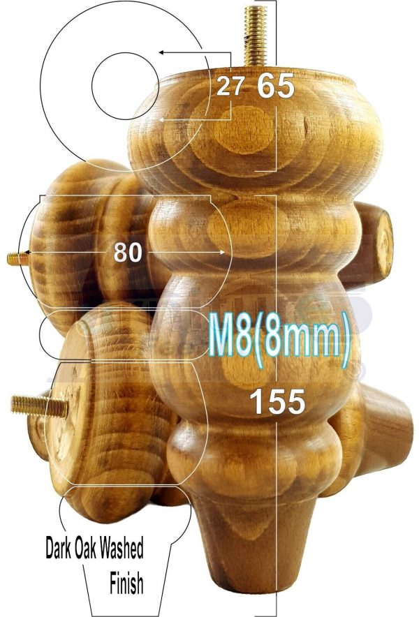 4 Turned Wood Sofa Legs 150mm High Replacement Furniture Feet Chairs Cabinets M8 - Image 34