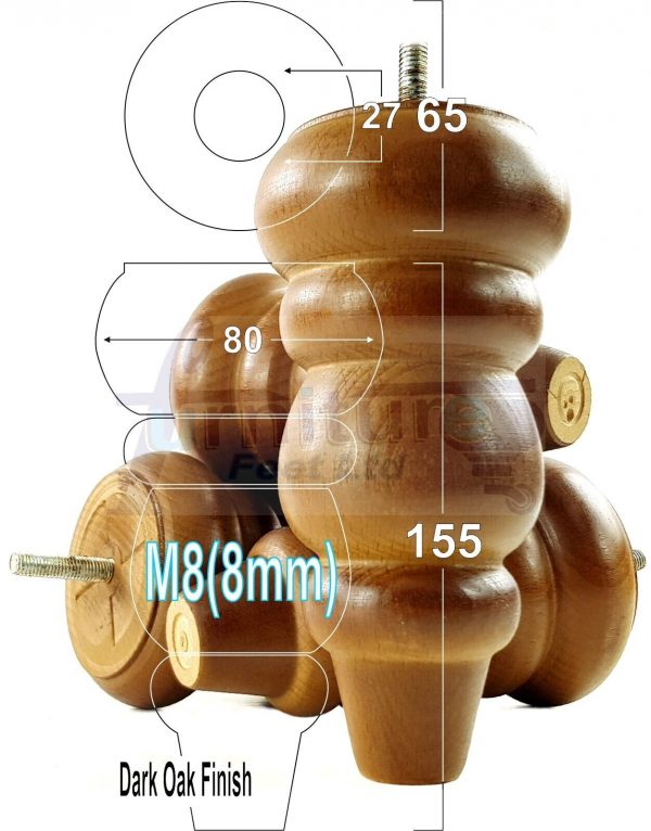 4 Turned Wood Sofa Legs 150mm High Replacement Furniture Feet Chairs Cabinets M8 - Image 16