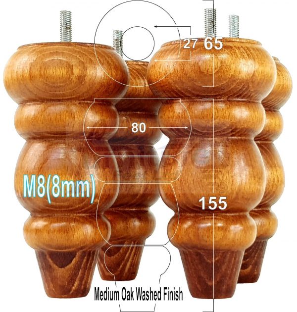 4 Turned Wood Sofa Legs 150mm High Replacement Furniture Feet Chairs Cabinets M8 - Image 20
