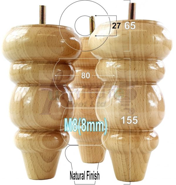 4 Turned Wood Sofa Legs 150mm High Replacement Furniture Feet Chairs Cabinets M8 - Image 24